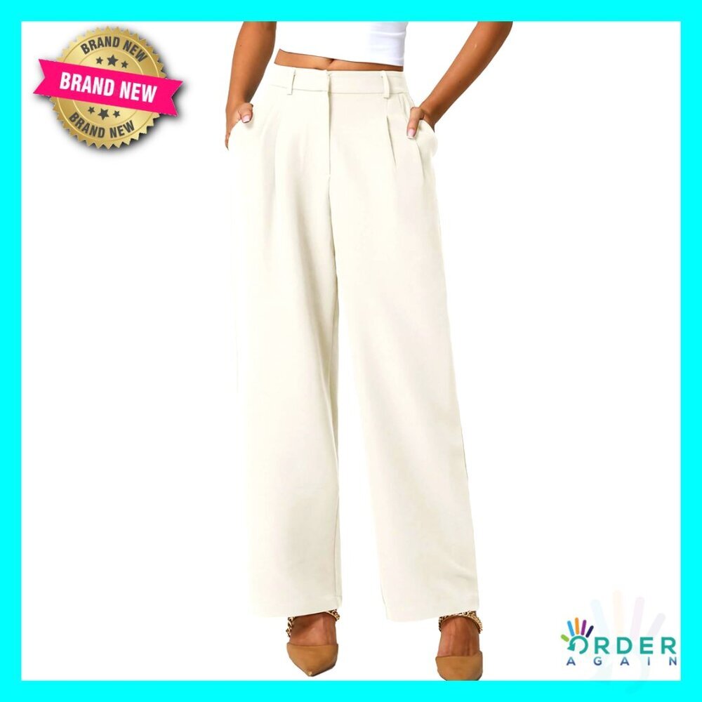 Wide Leg Dress Pants High Waisted Wrinkle Free Work Pants with Pockets